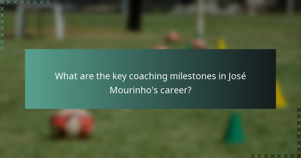 What are the key coaching milestones in José Mourinho's career?
